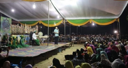 Ridho Ficardo menghadiri peringtan malam Nuzulul Quran Bersama masyarakat Gaya Baru, Lampung Tengah, Selasa (5/6/2018) malam.