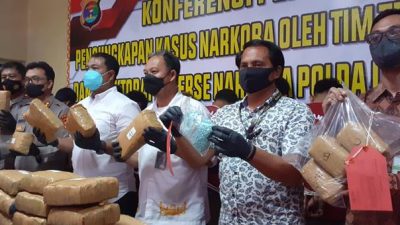 Ekspos penangkapan 11 gembong narkoba di Mapolda Lampung, Jumat (3/6/2022).