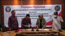 Proses penandatanganan kerja sama antara Umko Lampung Utara dengan Universitas Diponegoro, Senin (14/11/2022).